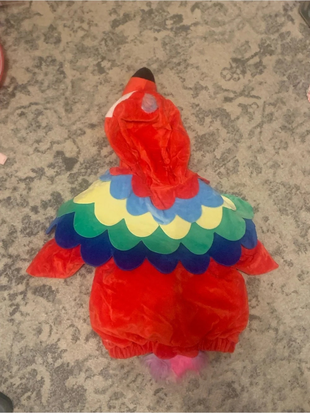 Red Parrot Plush Baby Costume with Blue Belly
